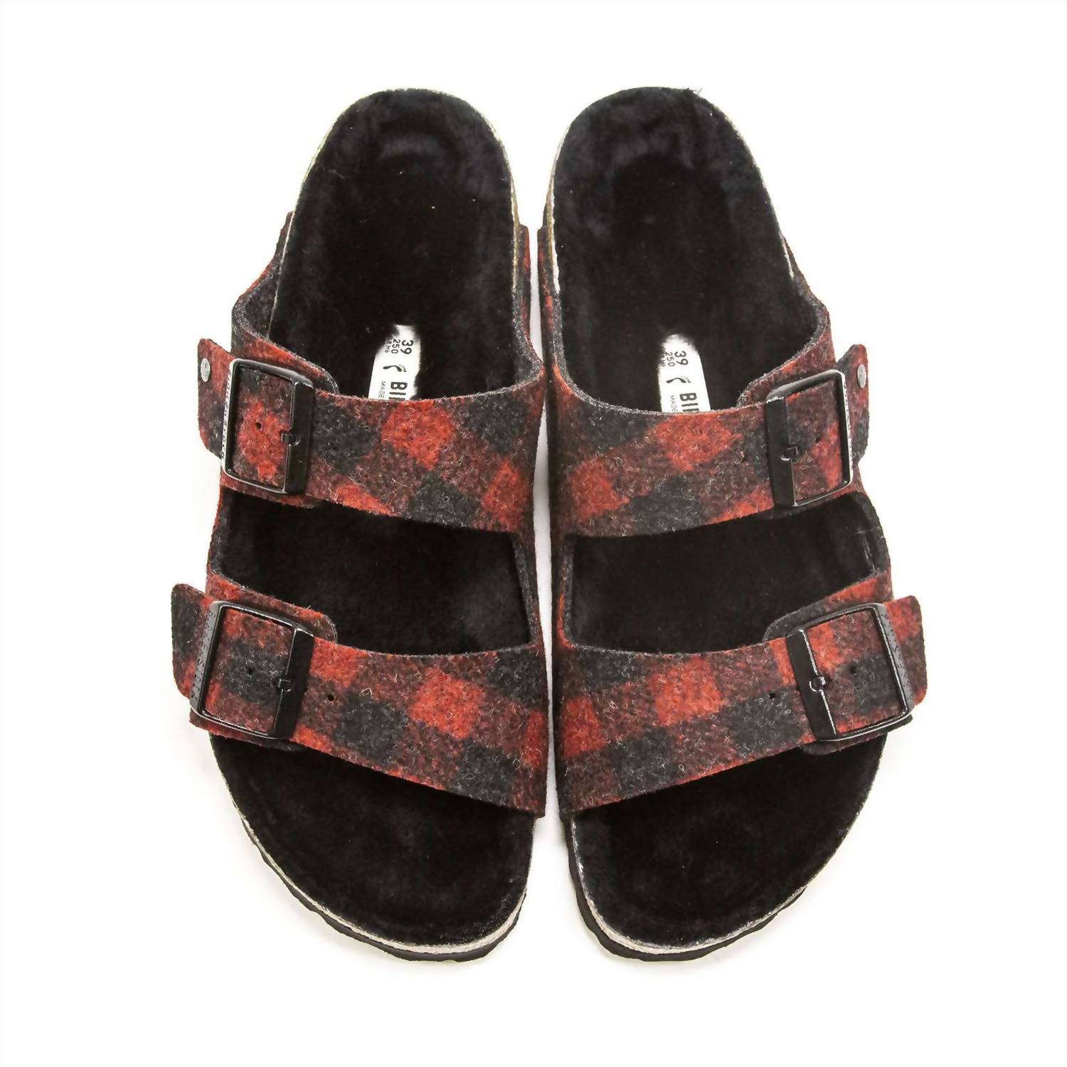 Sandalias de hombre de lana a cuadros color rojo