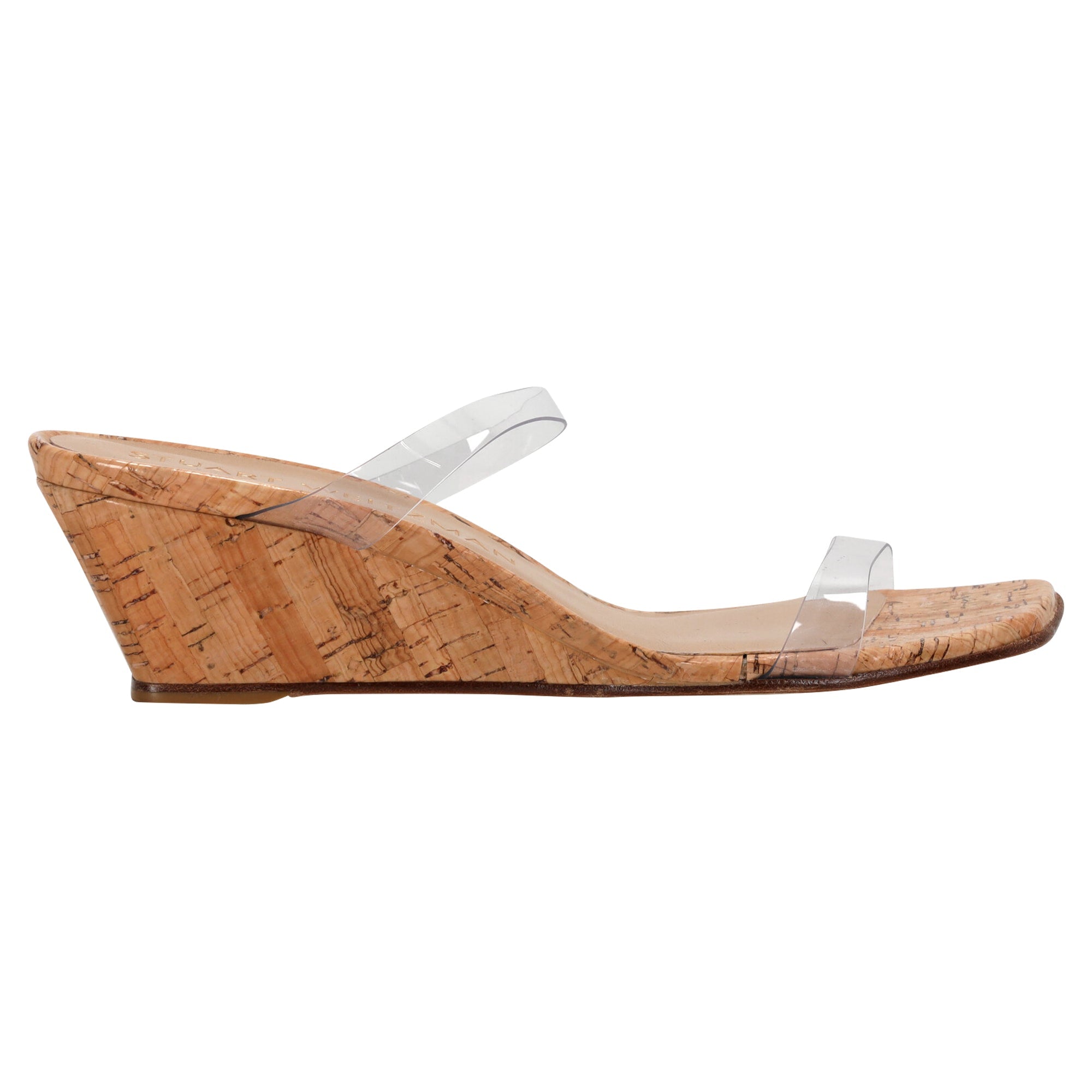 Stuart Weitzman Aleena 50 Plataforma de Corcho en PVC Transparente