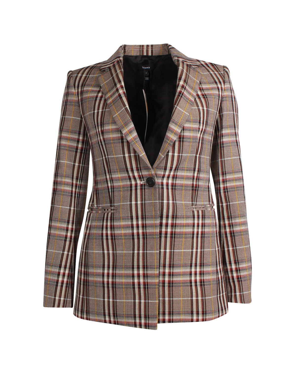 Blazer de lana a cuadros color café