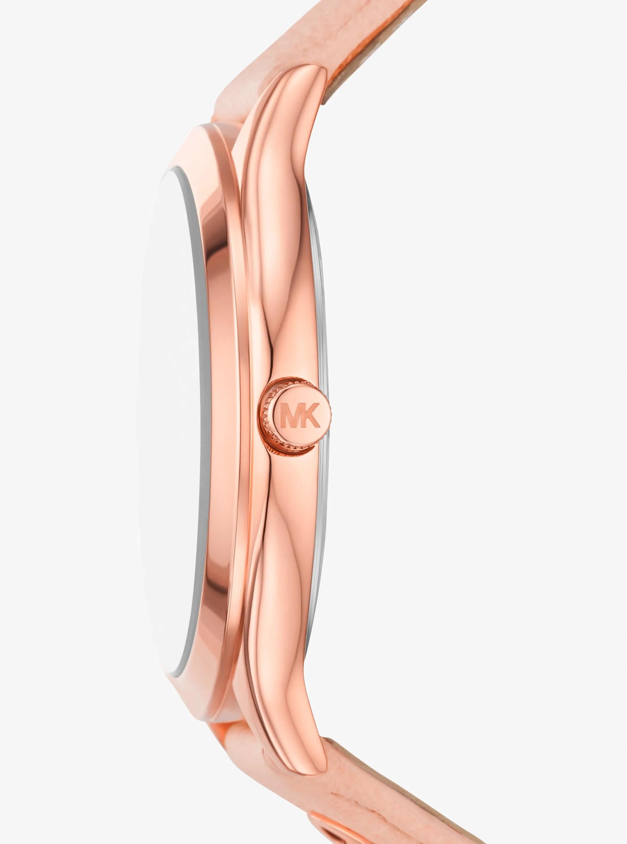 Reloj de cuero color oro rosa