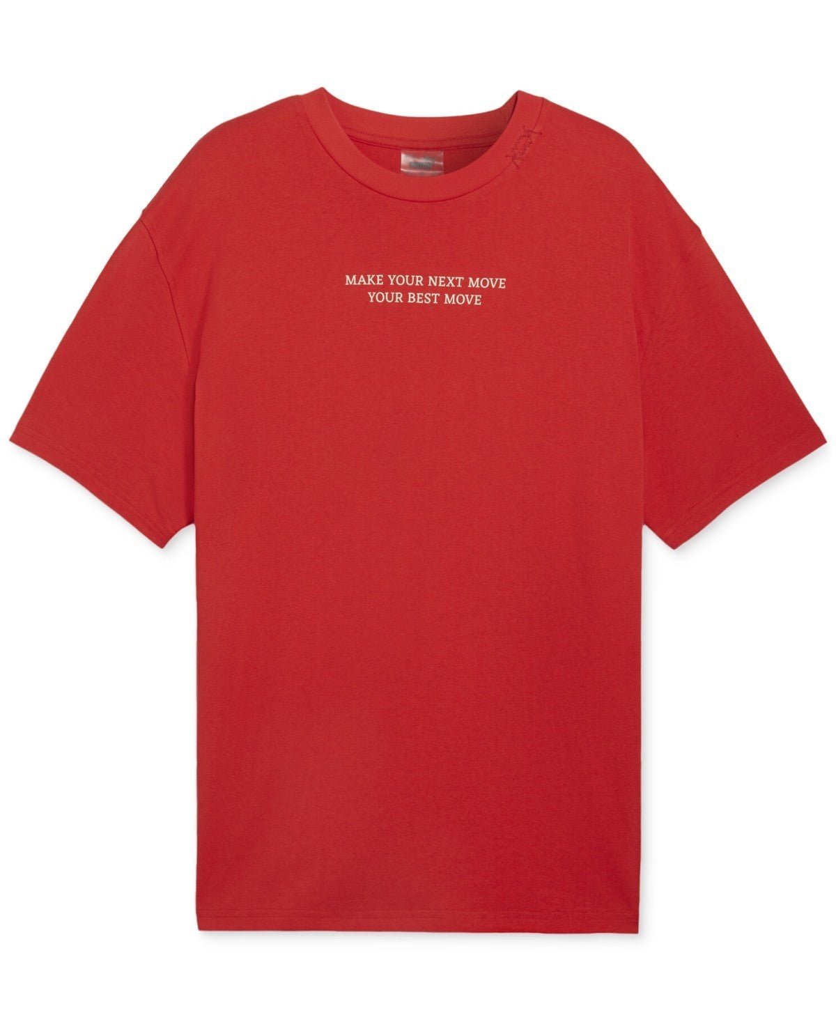 Camiseta de hombre de manga corta con cuello redondo con estampado color rojo