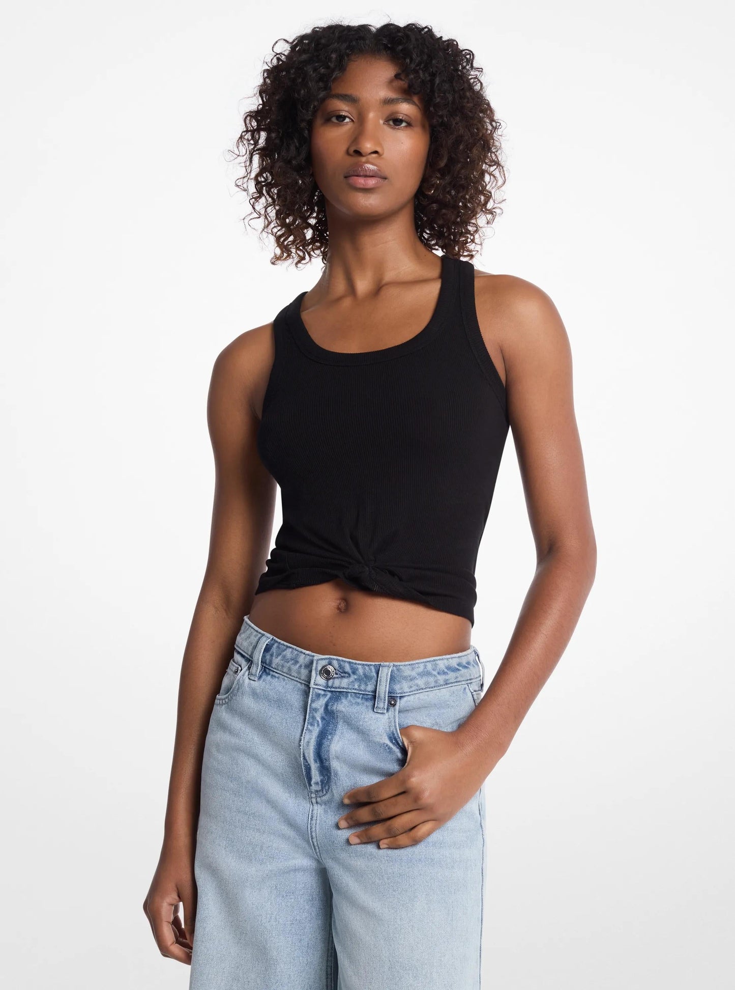 Camiseta sin mangas con tejido acanalado