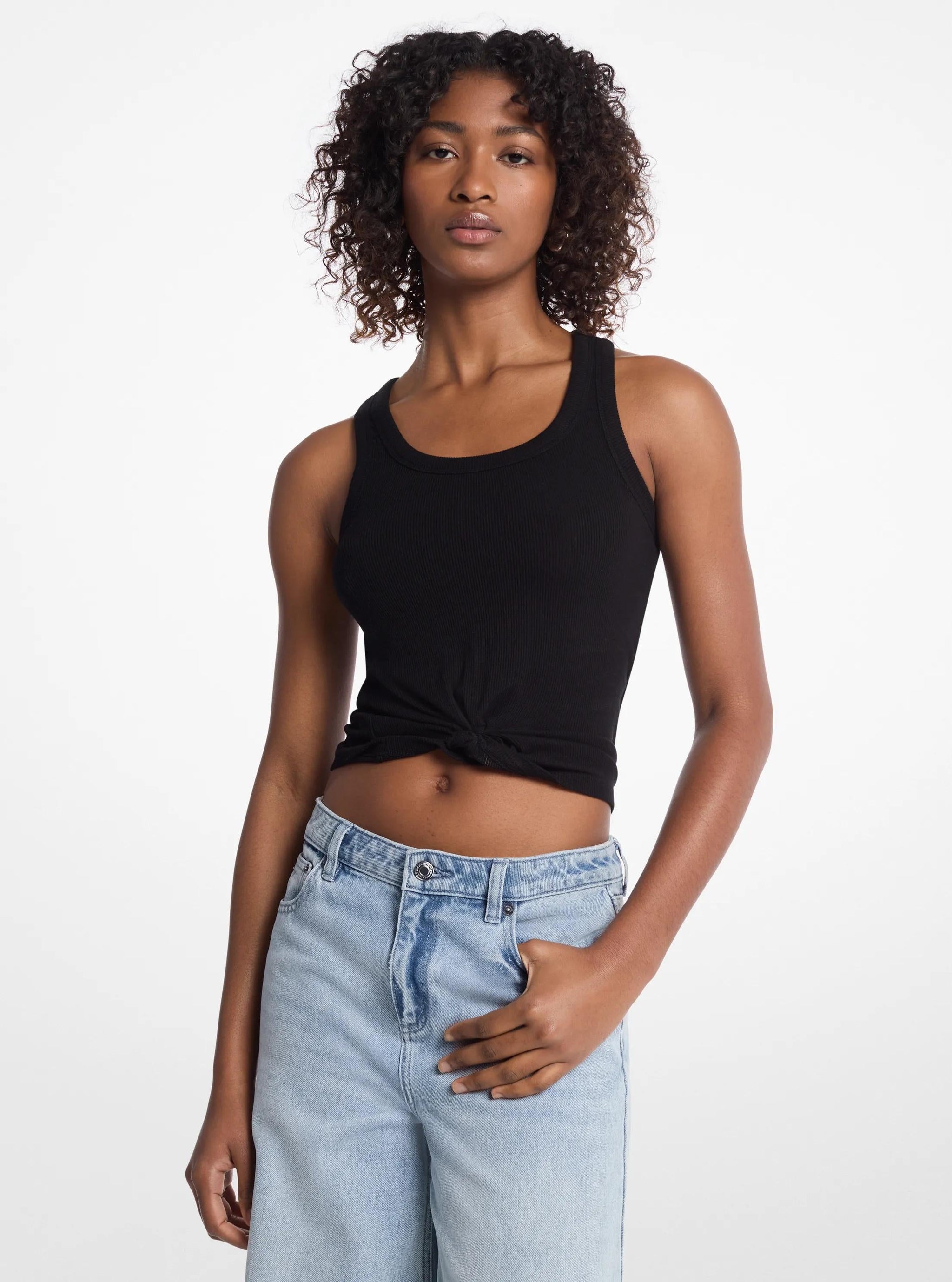 Camiseta sin mangas con tejido acanalado