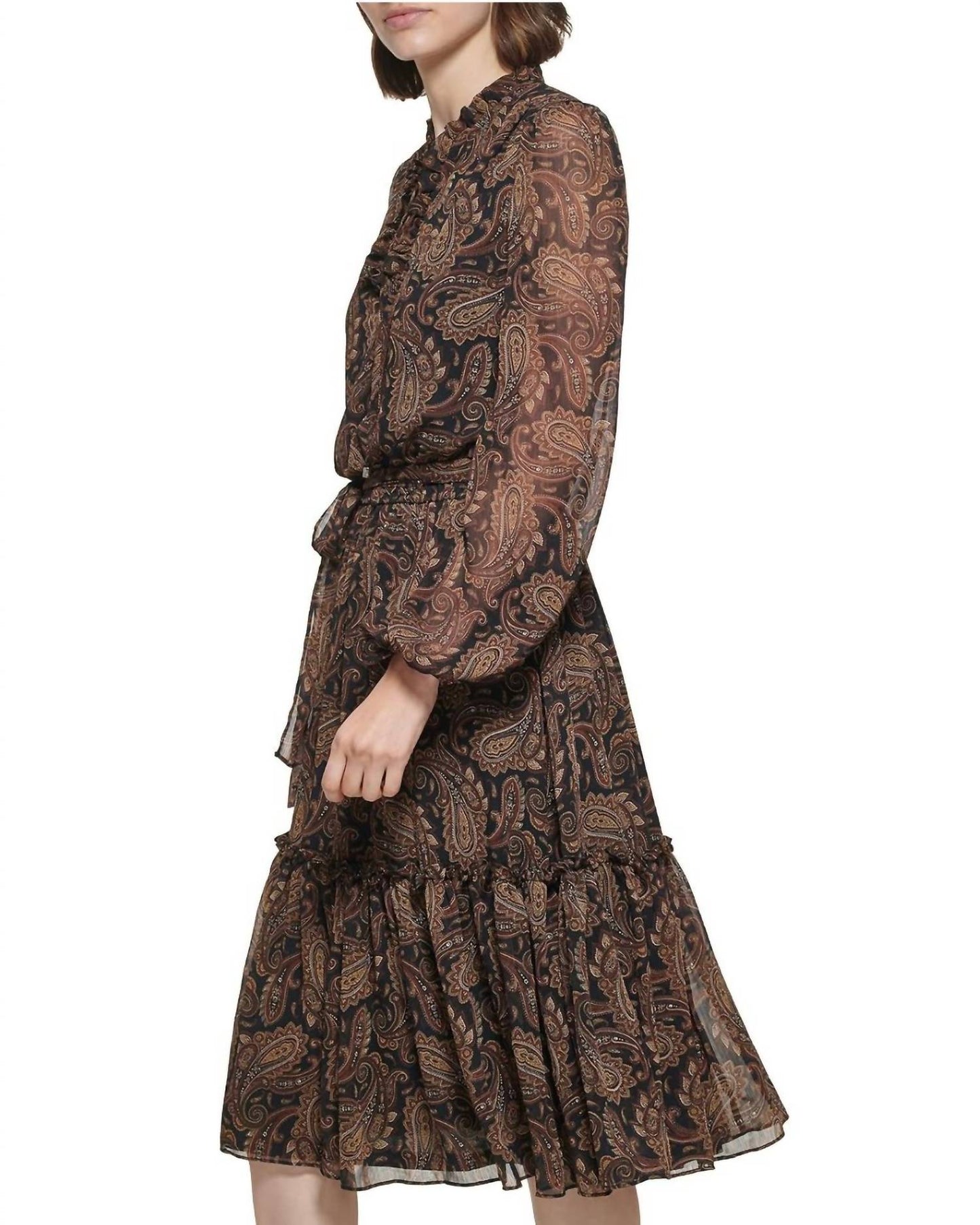 Vestido de gasa midi color marfil