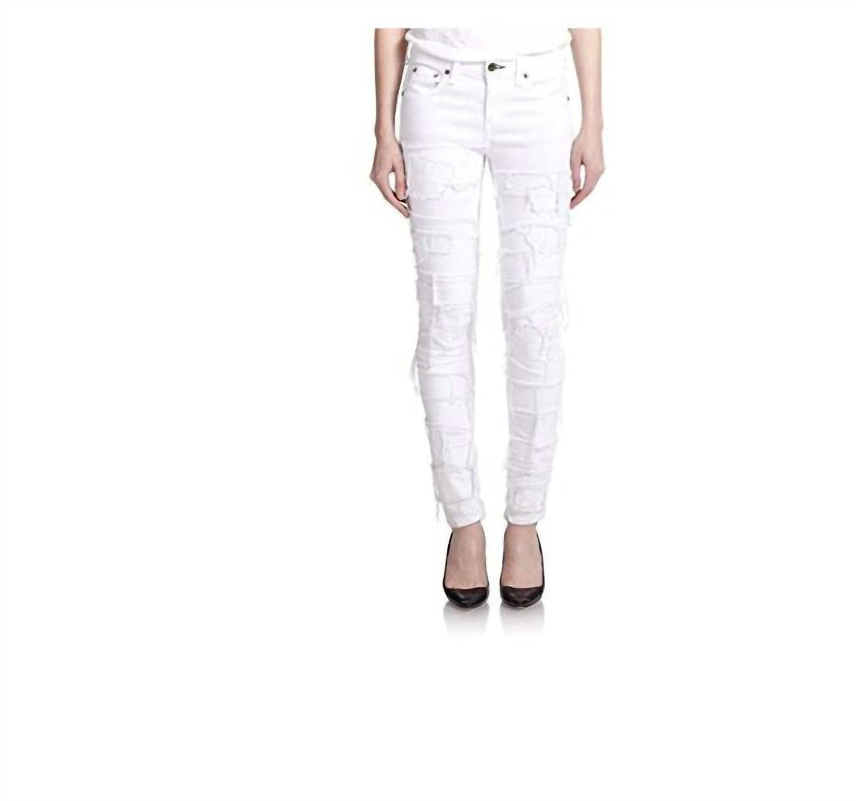 Jean de mujer de corte ajustado color blanco