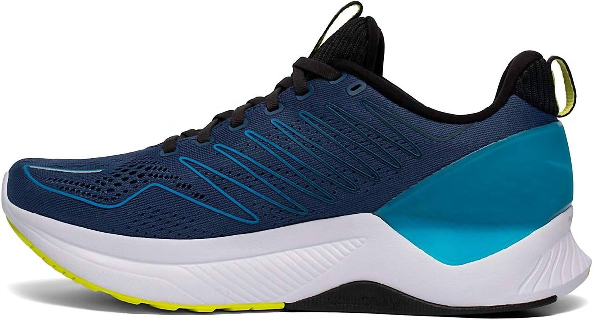 Tenis para correr de hombre color azul marino y negro y blanco