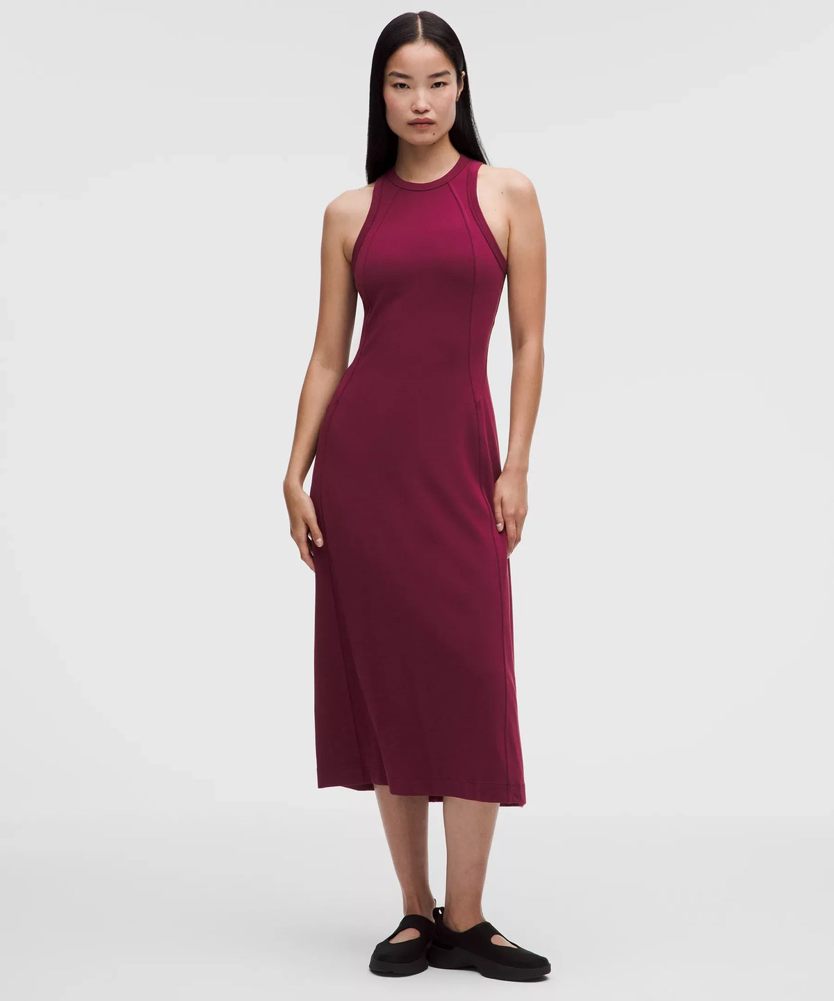 Vestido midi con tejido acanalado