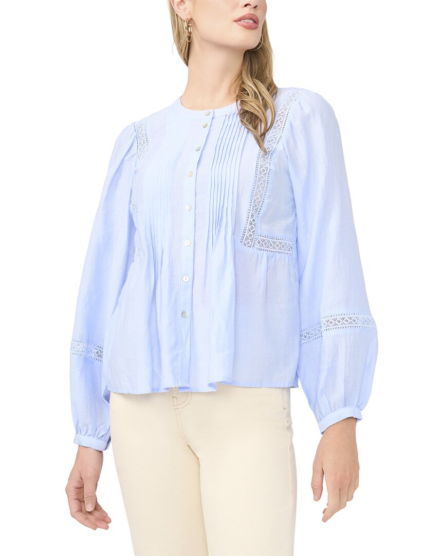 Top con cuello redondo con pliegues