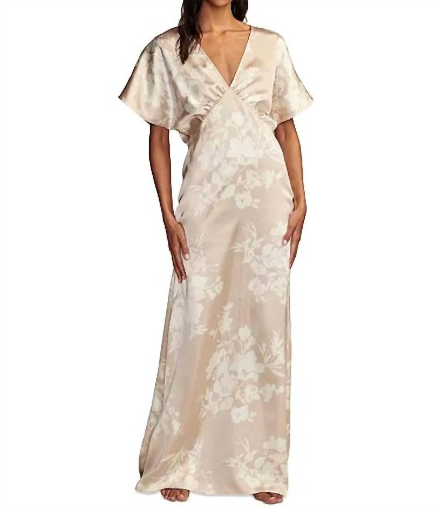 Vestido de satén con estampado color crema