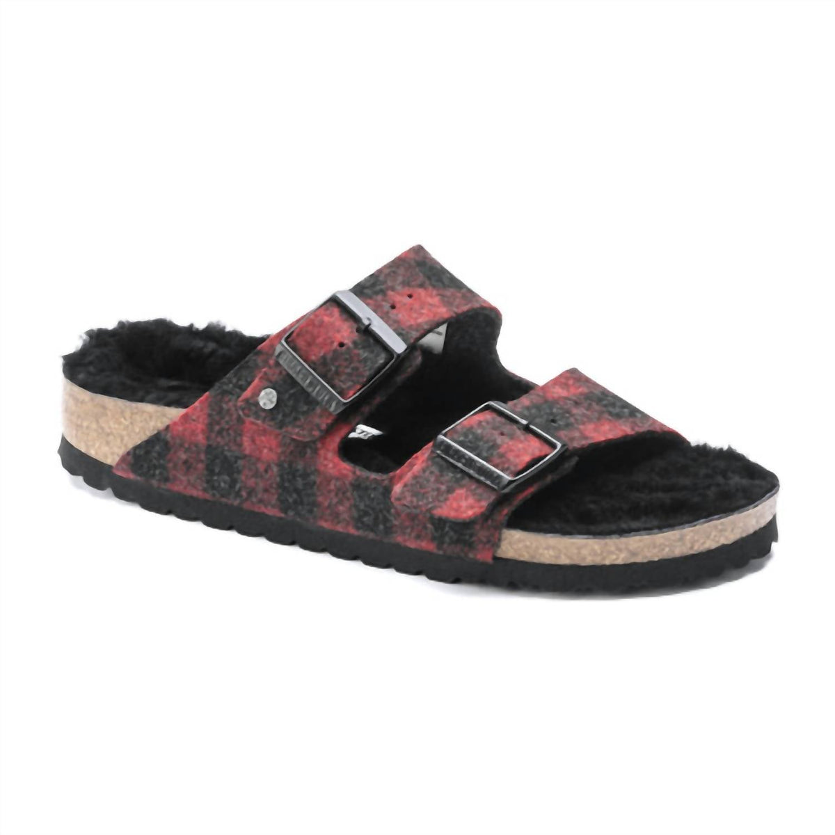 Sandalias de mujer a cuadros color rojo