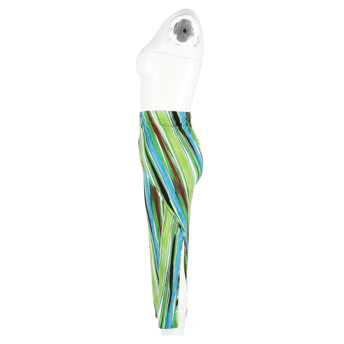 Falda midi a rayas multicolor