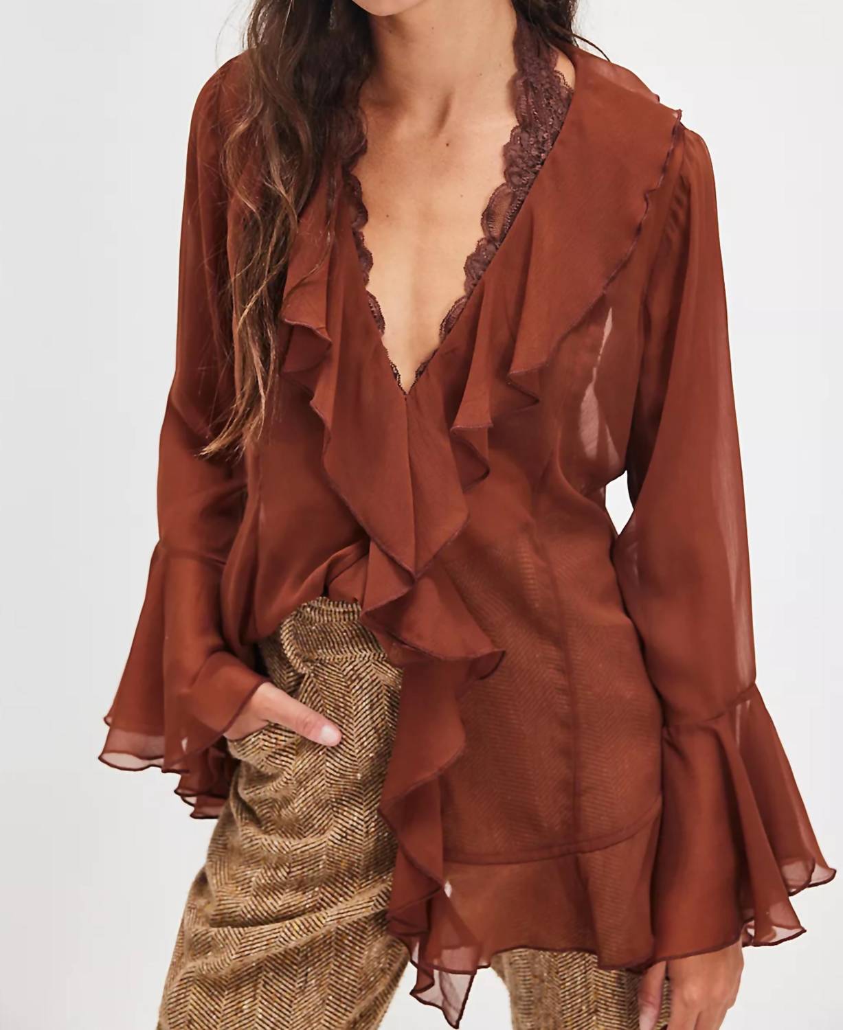 Top de gasa con cuello en V