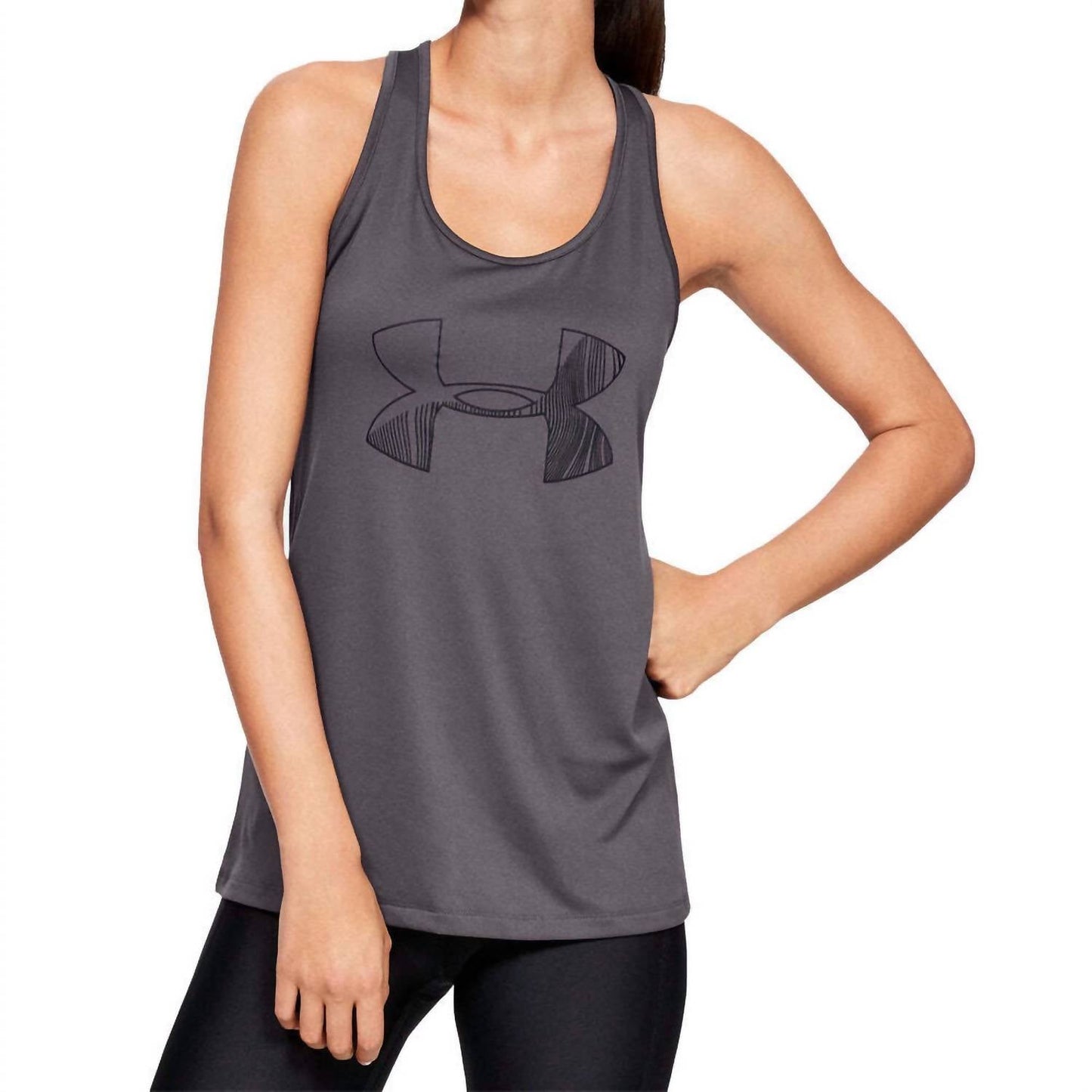 Camiseta sin mangas con estampado color negro y taupe