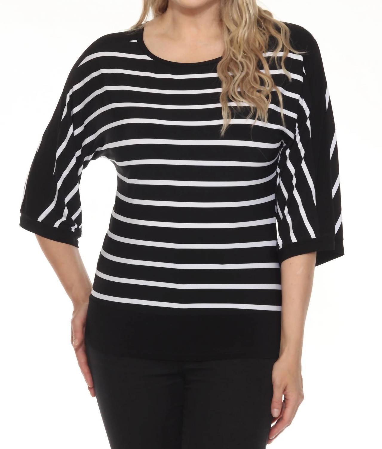 Top a rayas color negro