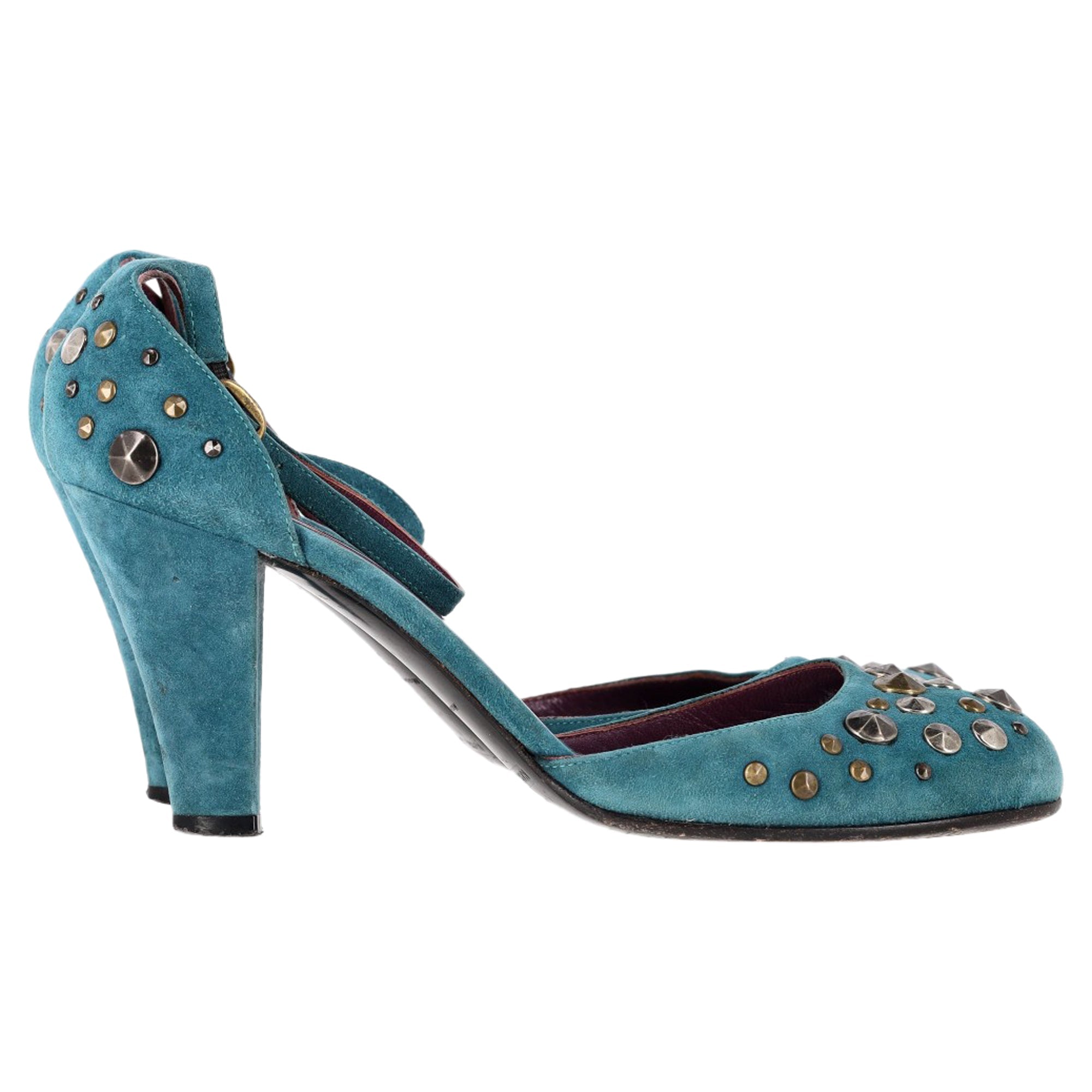 Tacones de gamuza color turquesa
