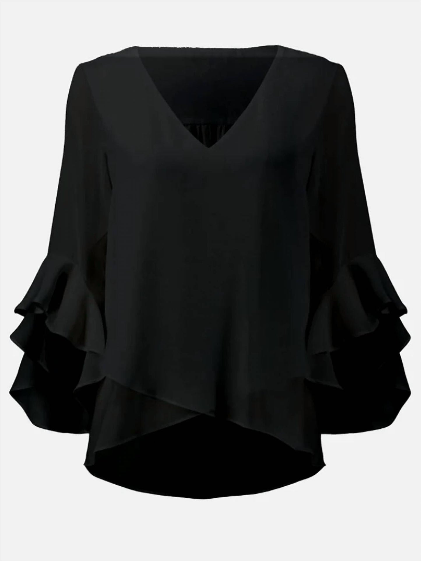 Top con cuello en V color negro