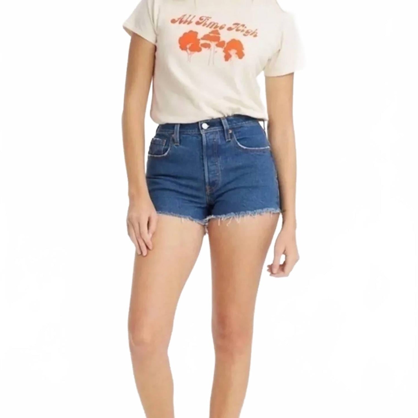 Short de tiro alto color azul