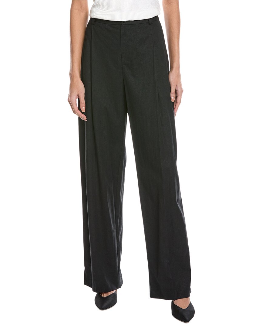 Pantalón de mezcla de lino de tiro alto