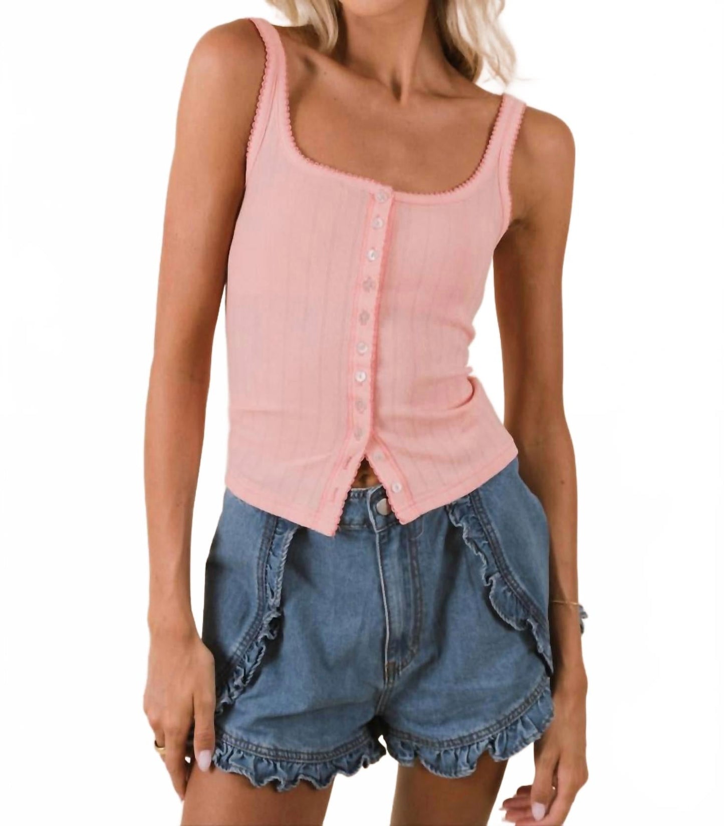 Camiseta sin mangas con tejido calado
