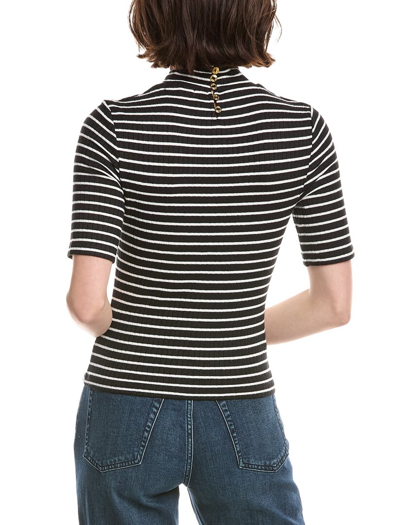 Camiseta con cuello alto a rayas