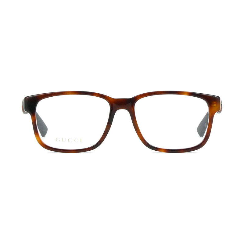 Gucci Gafas Cuadradas Marco Completo, Marco Havana y Lentes Demo Transparentes Gg0011O002