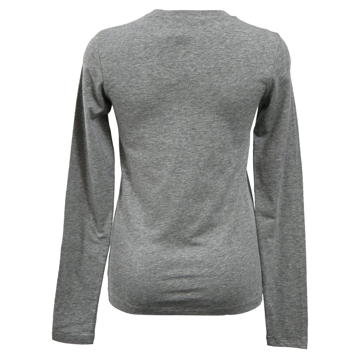 Top de algodón de manga larga con cuello redondo color gris