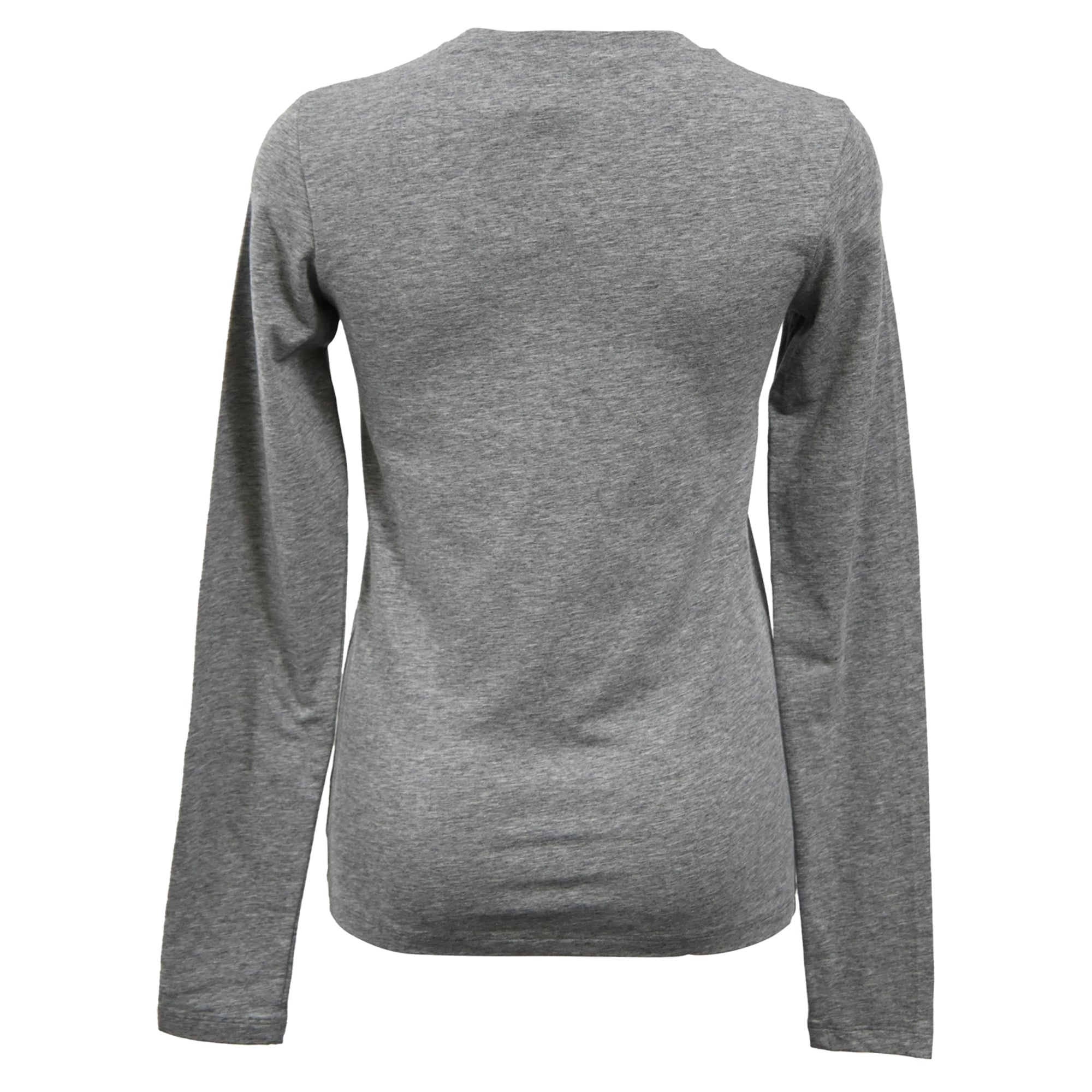 Top de algodón de manga larga con cuello redondo color gris