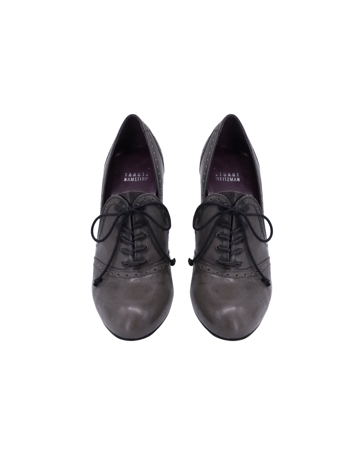 Tacones de cuero con cordones color gris