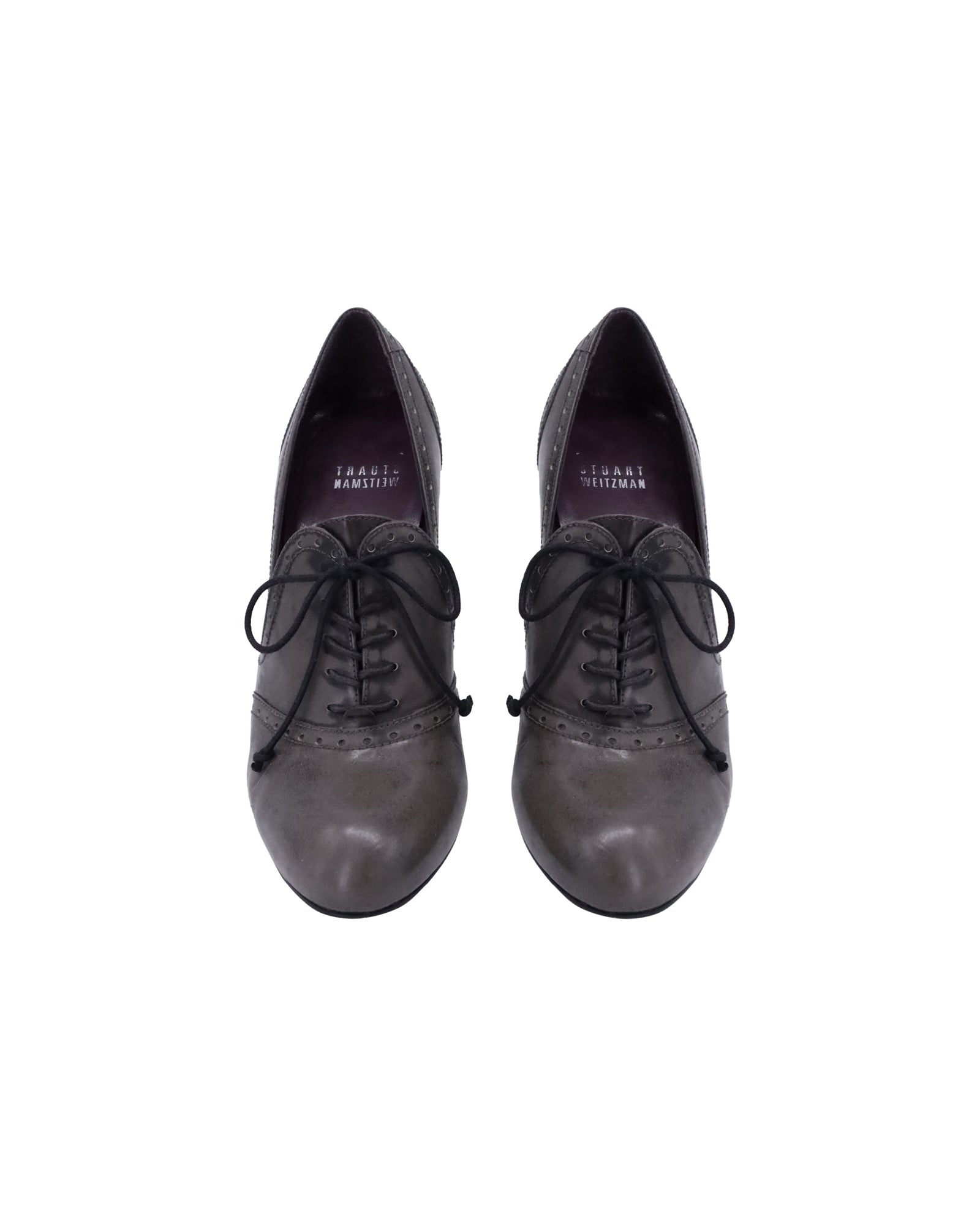Tacones de cuero con cordones color gris