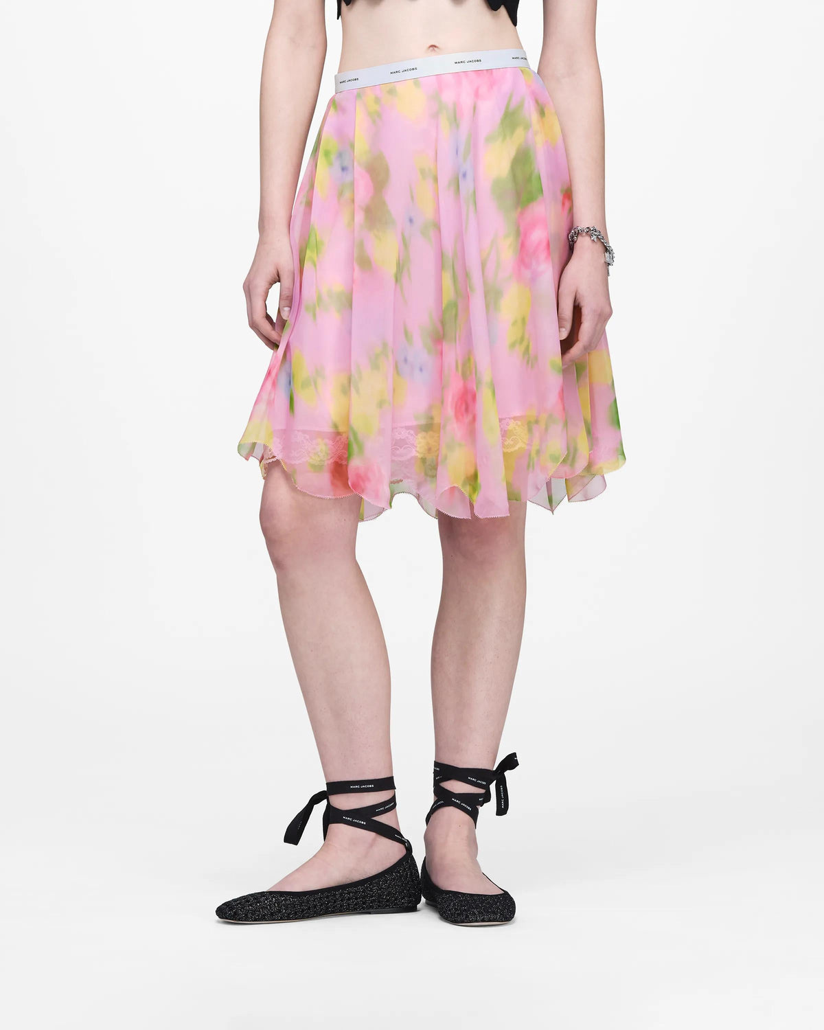 Falda de gasa con estampado floral