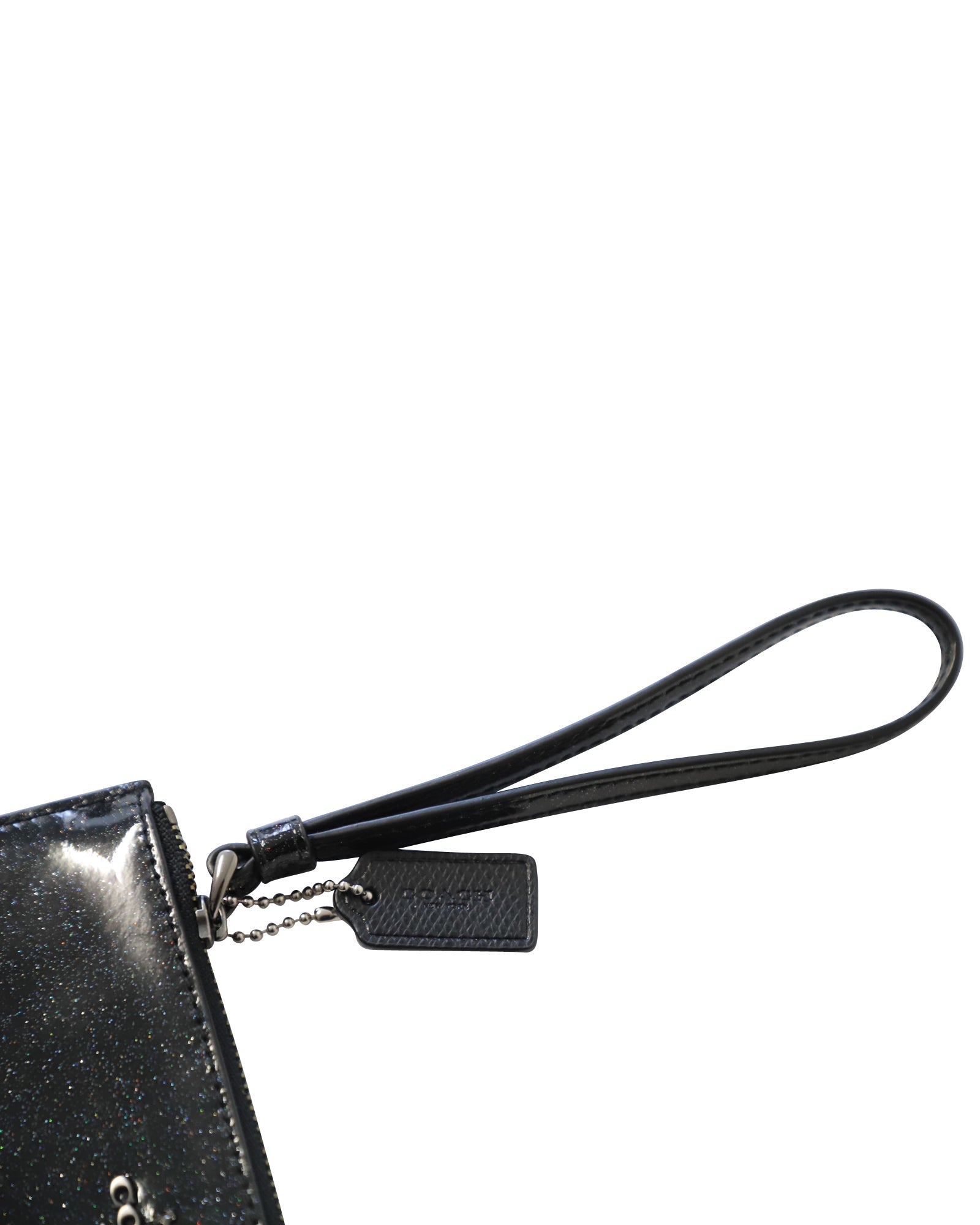 Bolso de muñeca de cuero color negro