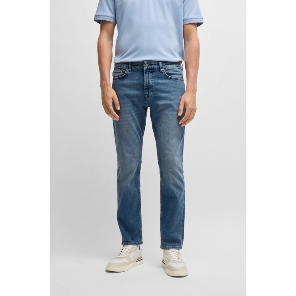 Jean de mezclilla de corte ajustado color azul