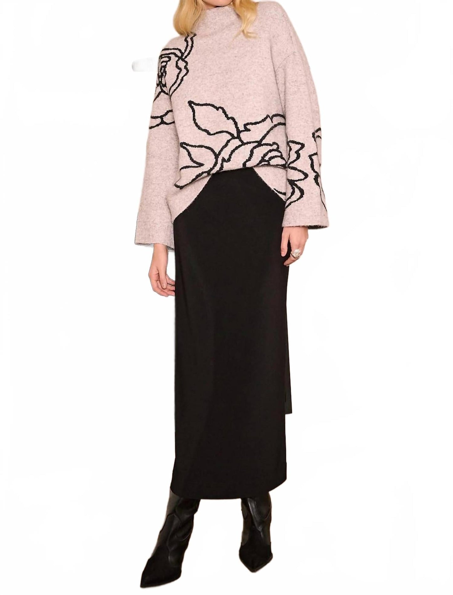 Falda larga color negro