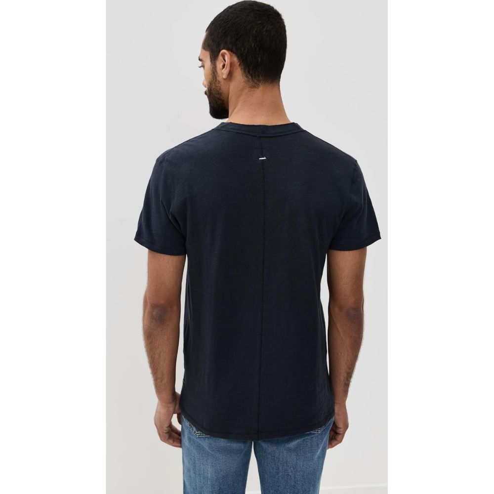 Camiseta con botones de hombre de manga corta color azul marino