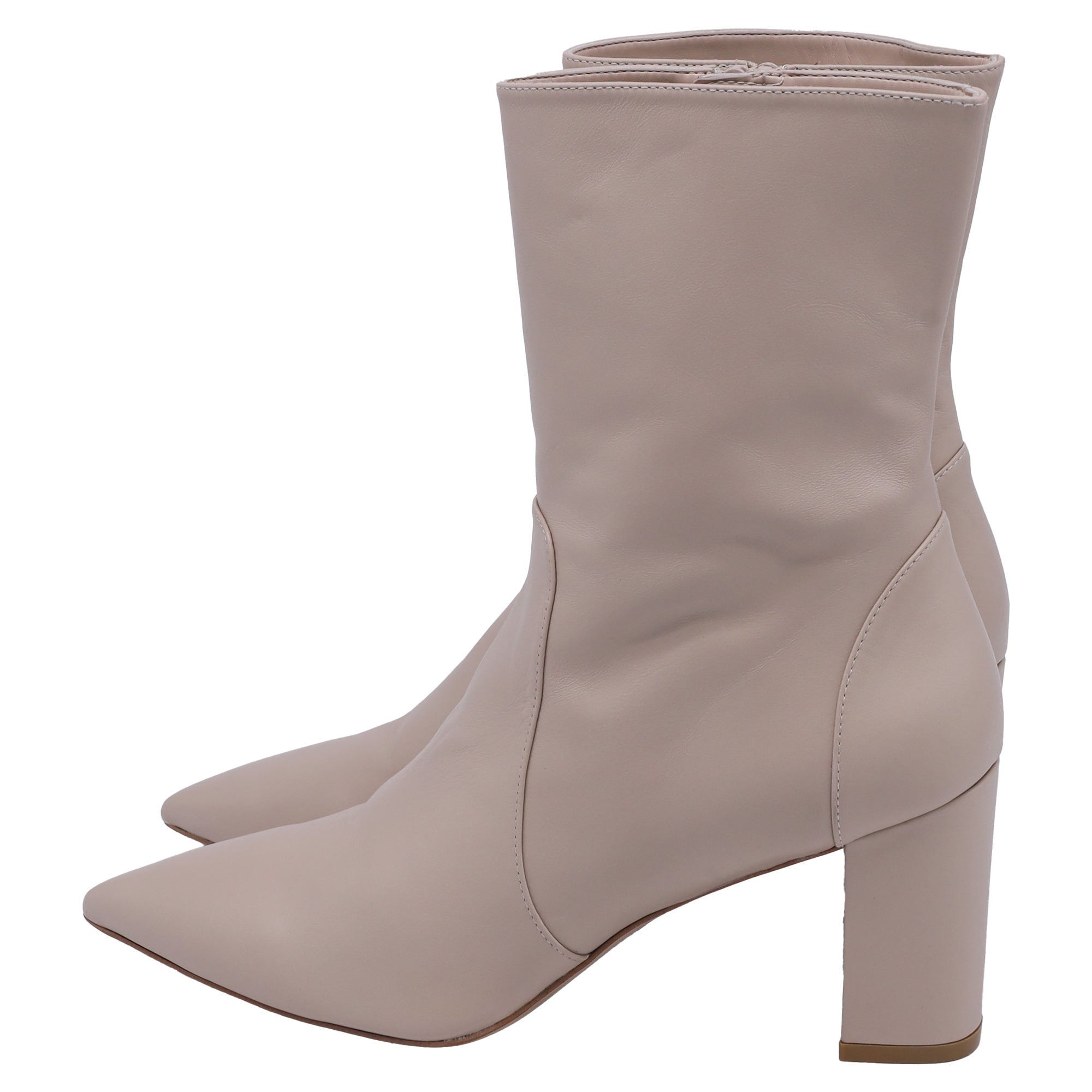 Botines de cuero color beige