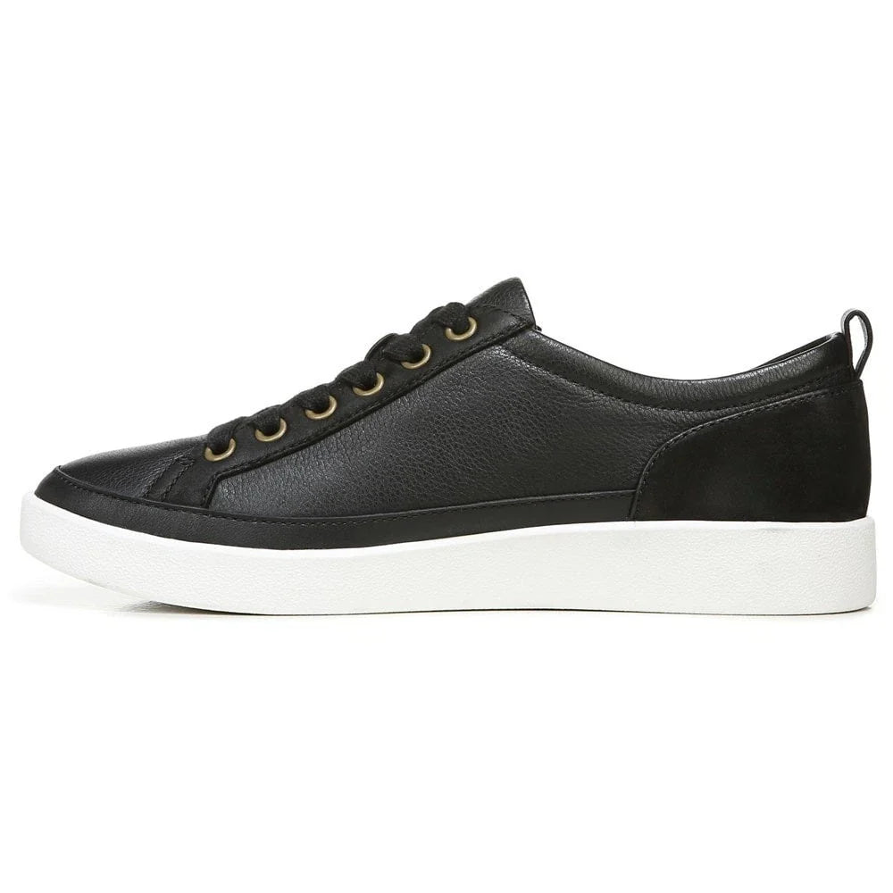 Tenis de mujer de cuero con cordones color negro