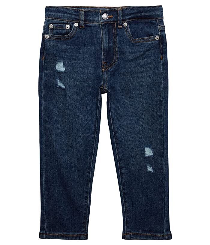 Jean para niña de mezclilla de corte recto de tiro medio color azul