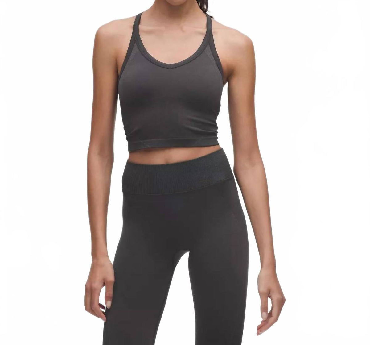 Camiseta sin mangas color negro y gris
