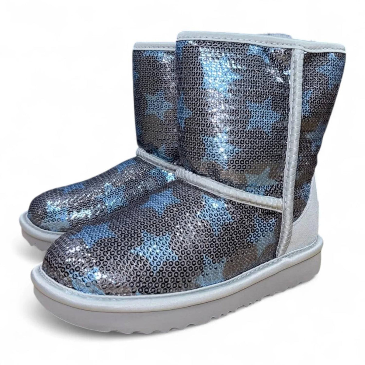 Short infantil de mezclilla con lentejuelas color azul