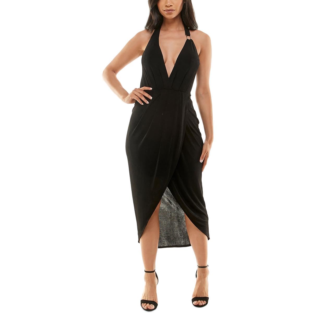 Vestido de mujer con cuello en V color negro