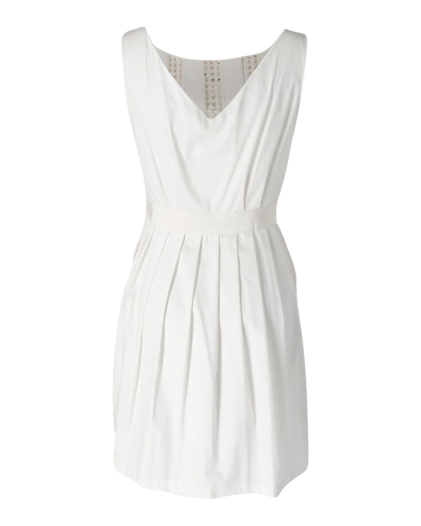 Vestido de algodón con pliegues color crema