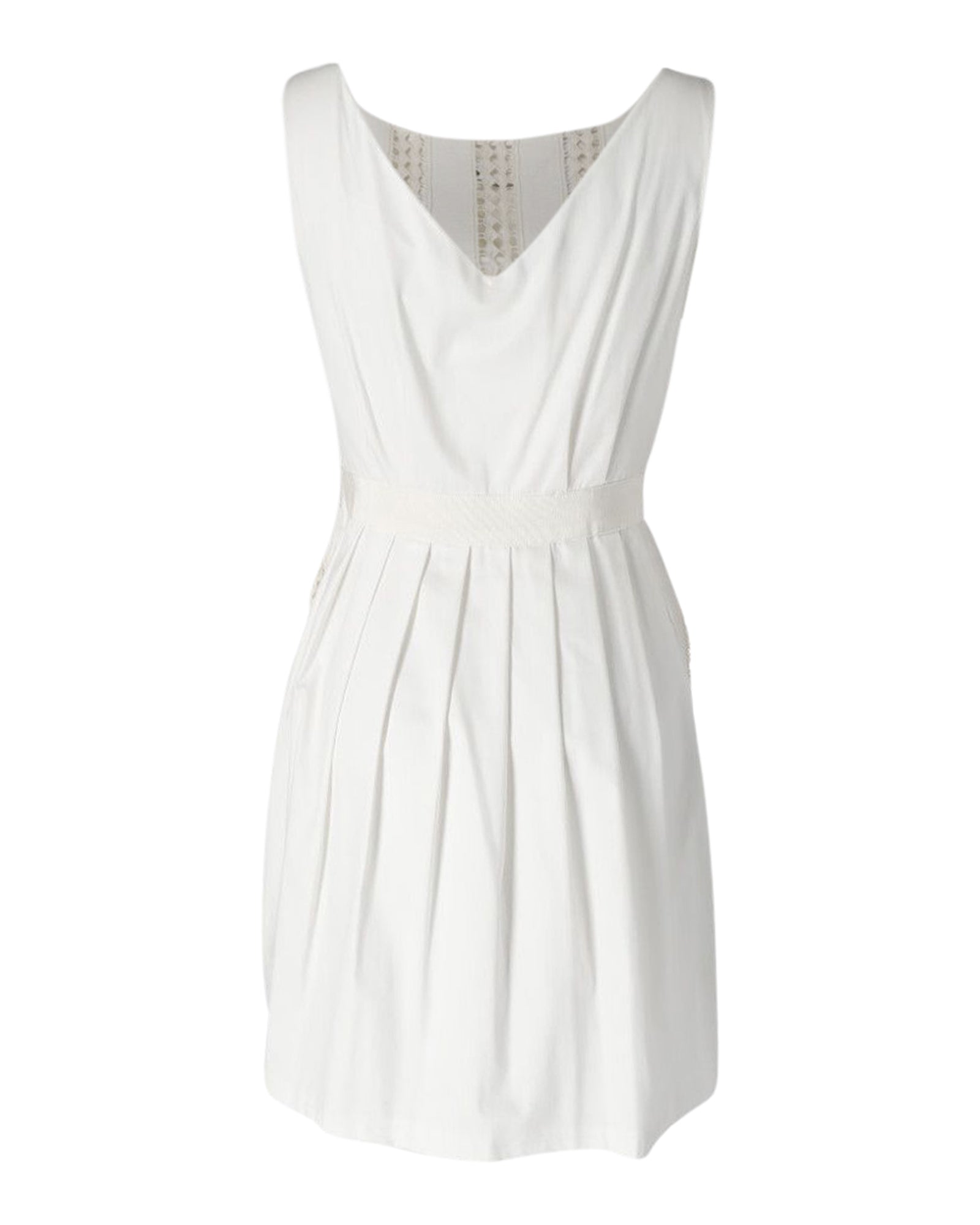 Vestido de algodón con pliegues color crema