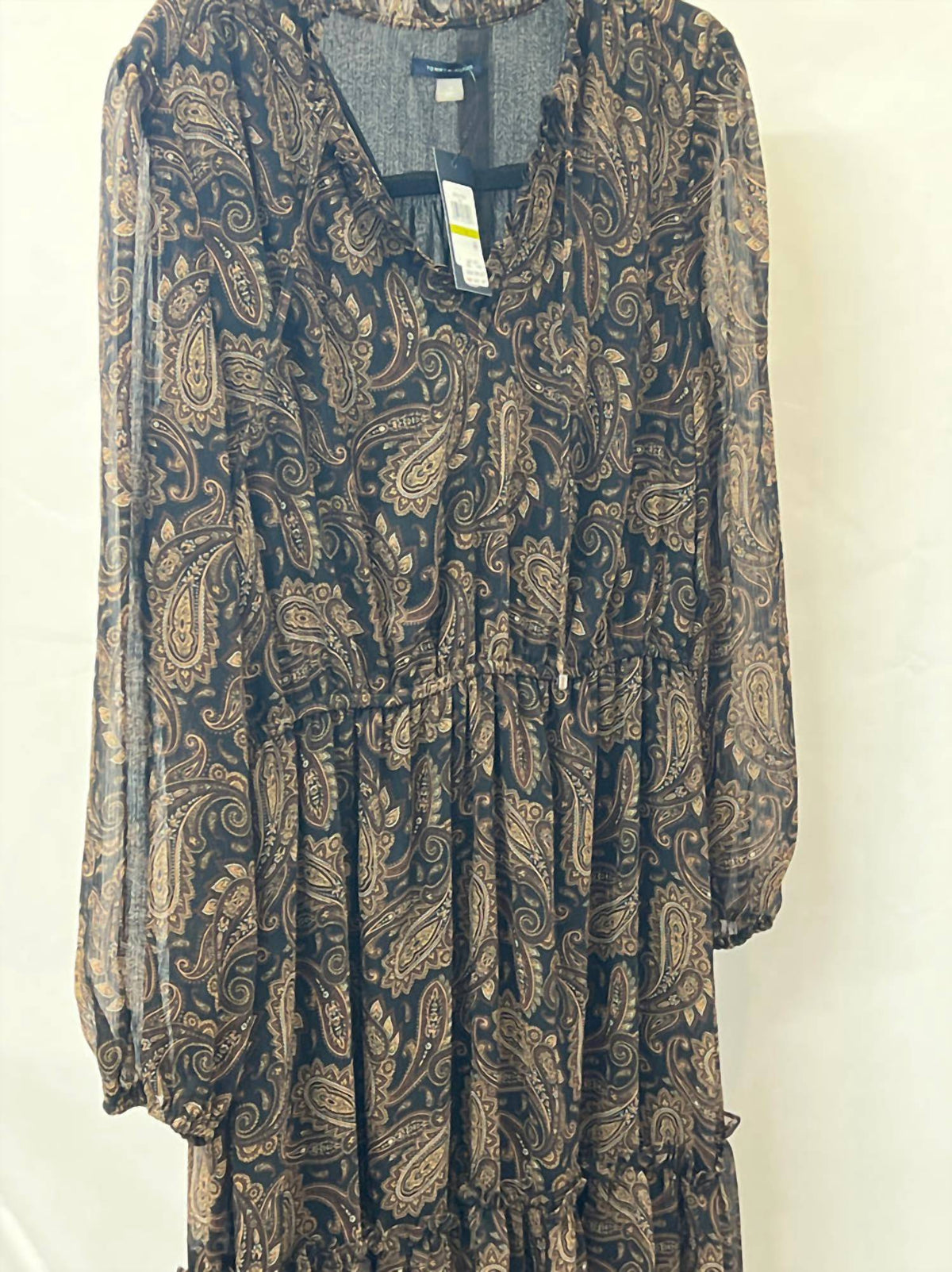Vestido de gasa midi color marfil