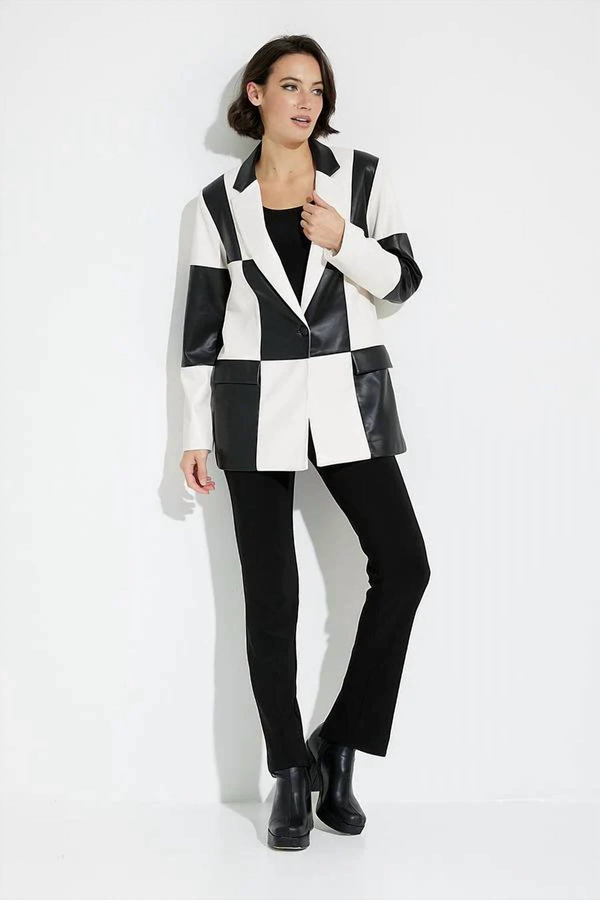 Chaqueta de efecto cuero color negro y blanco