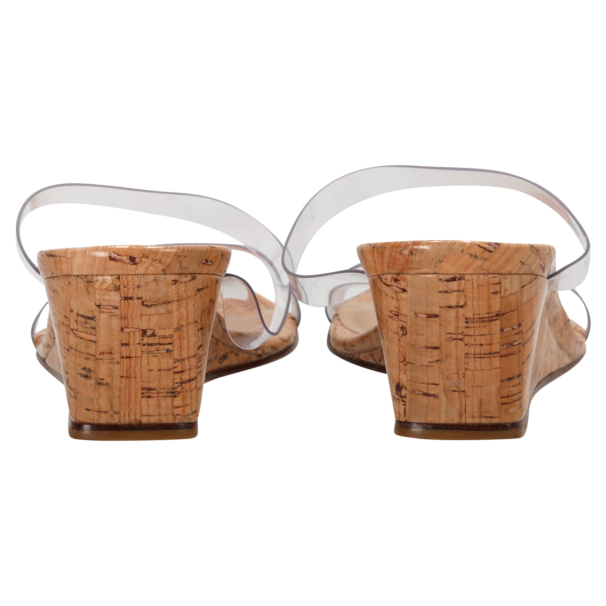 Stuart Weitzman Aleena 50 Sandalias Plataforma de Corcho en PVC Transparente