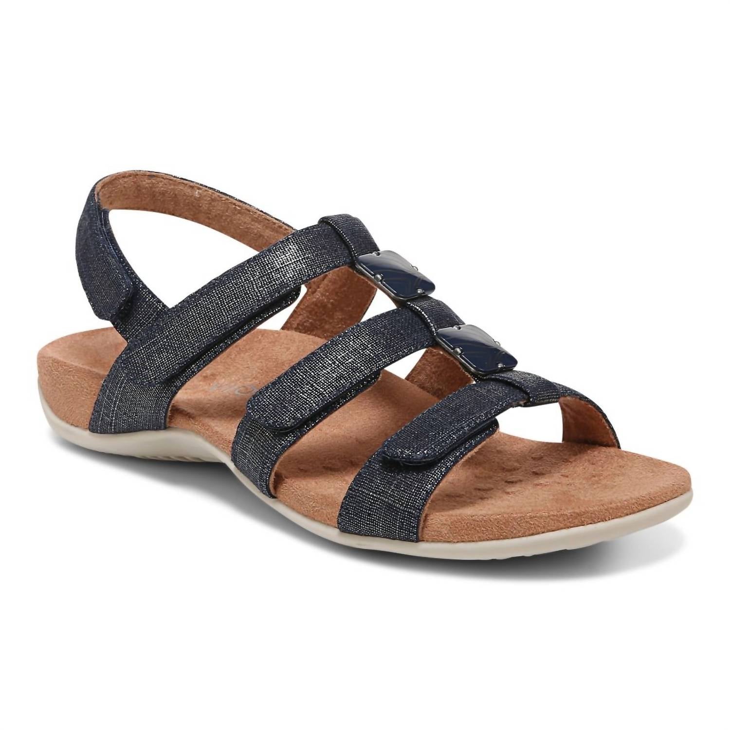 Sandalias de mujer de lino color azul marino