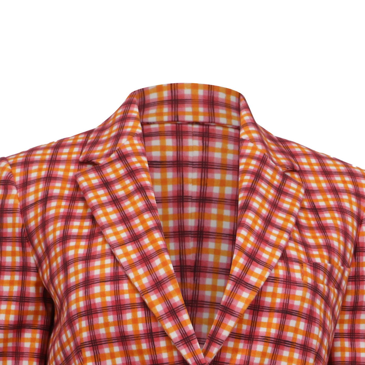 Blazer de algodón a cuadros multicolor
