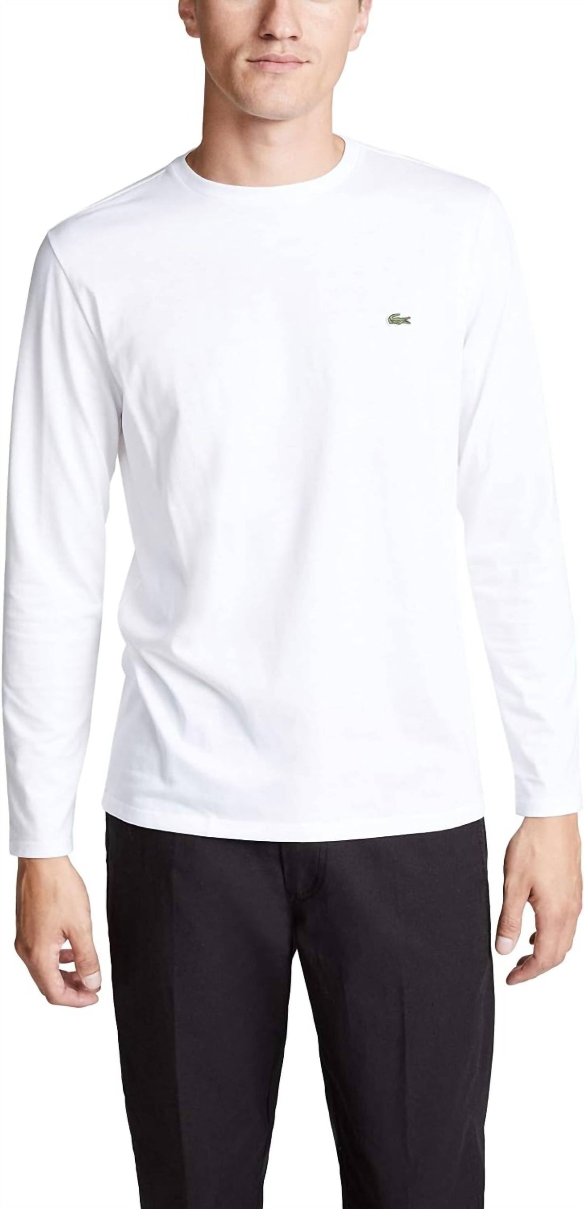 Camiseta de manga larga con cuello redondo color blanco