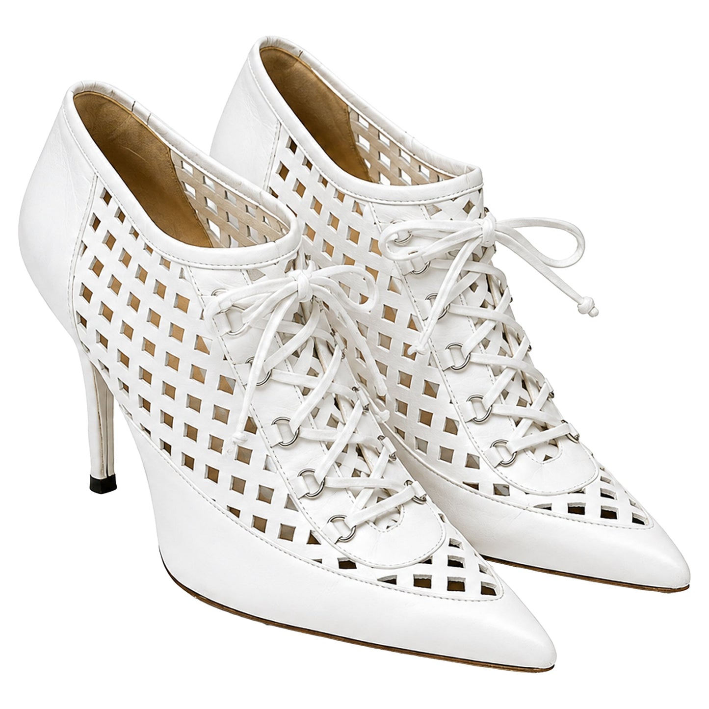 Zapatos destalonados de cuero con cordones color blanco