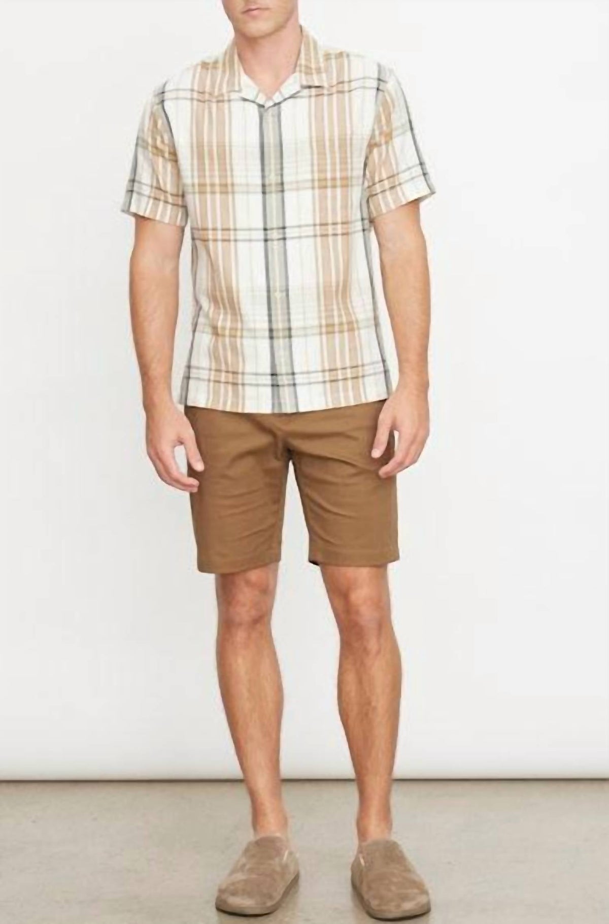 Camisa de hombre a cuadros color beige